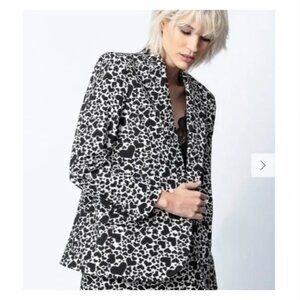 Zadig & Voltaire Ivory & Black Heart Blazer Viking Jac Coeur Size 40